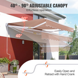 VEVOR Manual Retractable Awning, 10 x 8 ft Outdoor Patio Awning Retractable Sun Shade, Water-Resistant Polyester Patio Door Window Awning Sunshade Shelter with Crank Handle for Backyard, Balcony