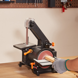 VEVOR 5" Disc Sander and 1" x 30" Belt Sander Combo with 2.5A Induction Motor, Powerful Woodworking Bench Sander with 0-45° Adjustable Cast Aluminum Work Table