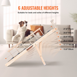 VEVOR Dog Ramp, Folding Pet Ramp for Bed, Adjustable Dog Ramp for Small, Large, Old Dogs & Cats, Wooden Pet Ramp with 47.2" Long Ramp, Adjustable from 13.8" to 27.6", Suitable for Couch, Sofa, Car