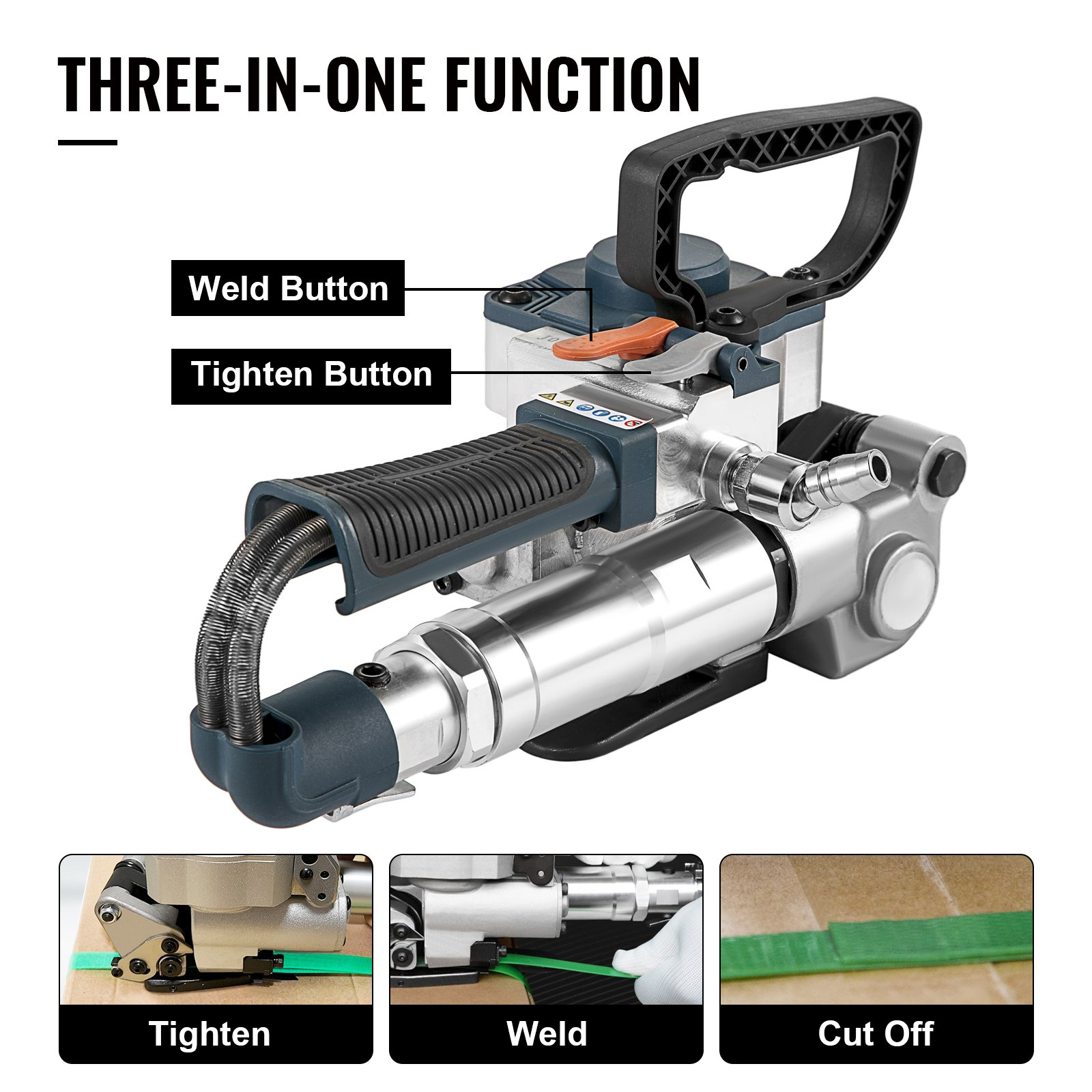 VEVOR Pneumatic Strapping Tool B19 Hand Held Strapping Machine with 3500N Max Tension Pneumatic Strapping Machine for 1/2''-3/4'' PP/PET Belt