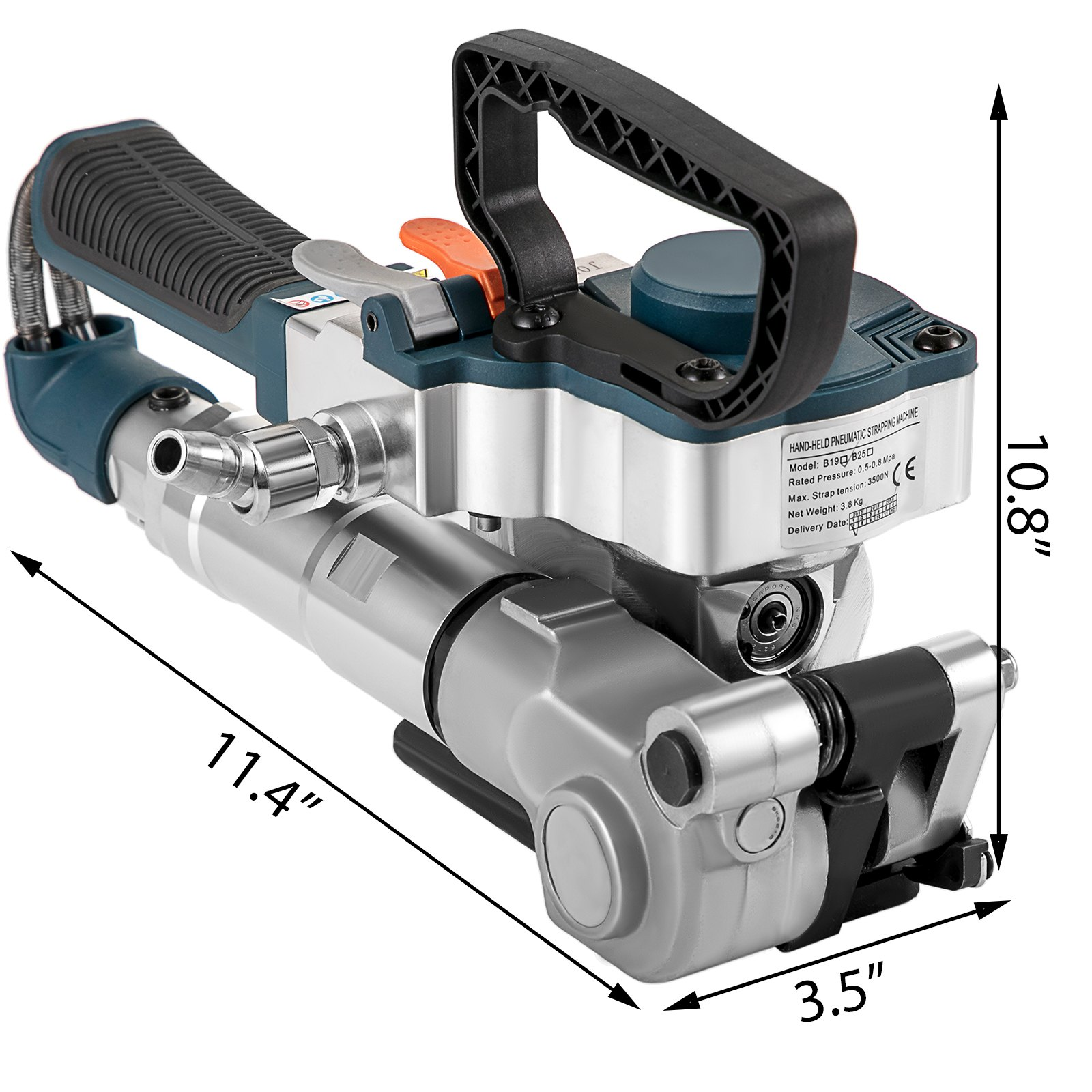 VEVOR Pneumatic Strapping Tool B19 Hand Held Strapping Machine with 3500N Max Tension Pneumatic Strapping Machine for 1/2''-3/4'' PP/PET Belt