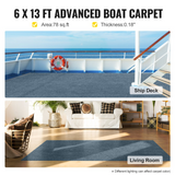 VEVOR Gray Marine Carpet 6 ft x 13.1 ft Boat Carpet Rugs Indoor Outdoor Rugs for Patio Deck Anti-Slide TPR Water-Proof Back Cut Outdoor Marine Carpeting Easy Clean Outdoor Carpet Roll