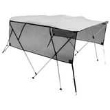 VEVOR 4 Bow Bimini Top Boat Cover, Detachable Mesh Sidewalls, 600D Polyester Canopy with 1" Aluminum Alloy Frame, Includes Storage Boot, 2 Straps, 2 Support Poles, 8'L x 54"H x 91"-96"W, Light Grey