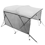 VEVOR 3 Bow Bimini Top Boat Cover, Detachable Mesh Sidewalls, 600D Polyester Canopy with 1" Aluminum Alloy Frame, Includes Storage Boot, 2 Support Poles, 2 Straps, 6'L x 46"H x 61"-66"W, Light Grey