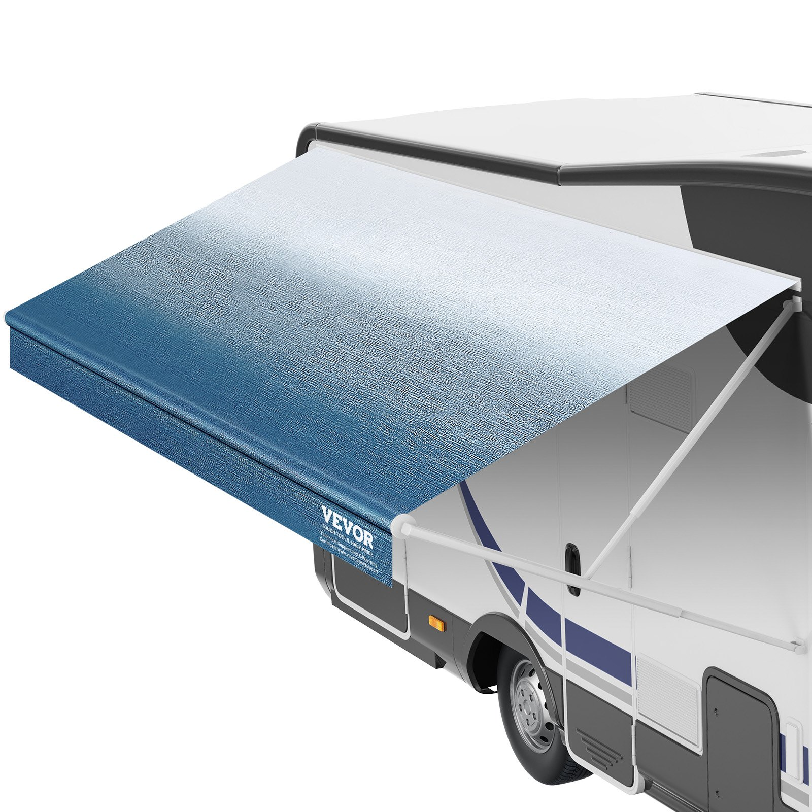 VEVOR RV Awning Fabric Replacement, 16'2" Fabric Length for 17' Awning, Heavy Duty 3-Ply 16oz PVC Camper Awning Fabric, Waterproof & UV Protection Outdoor Canopy for RV, Trailer, Motorhome, Blue Fade