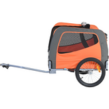 VEVOR Dog Bike Trailer, Supports up to 66 lbs, Pet Cart Bicycle Carrier, Easy Folding Frame with Quick Release Wheels, Universal Bicycle Coupler, Reflectors, Flag, Collapsible to Store, Orange/Gray