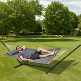 VEVOR Two Person Hammock with Stand Included Heavy Duty 480lb Capacity, Double Hammock with 12 FT Steel Stand and Portable Carrying Bag and Pillow, Freestanding Hammock for Outdoor Patio Yard Beach