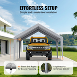 VEVOR Carport Replacement Canopy Cover 13 x 20 ft, Garage Top Tent Shelter Tarp Heavy-Duty Waterproof & UV Protected, Easy Installation with Ball Bungees,Grey (Only Top Cover, Frame Not Include)