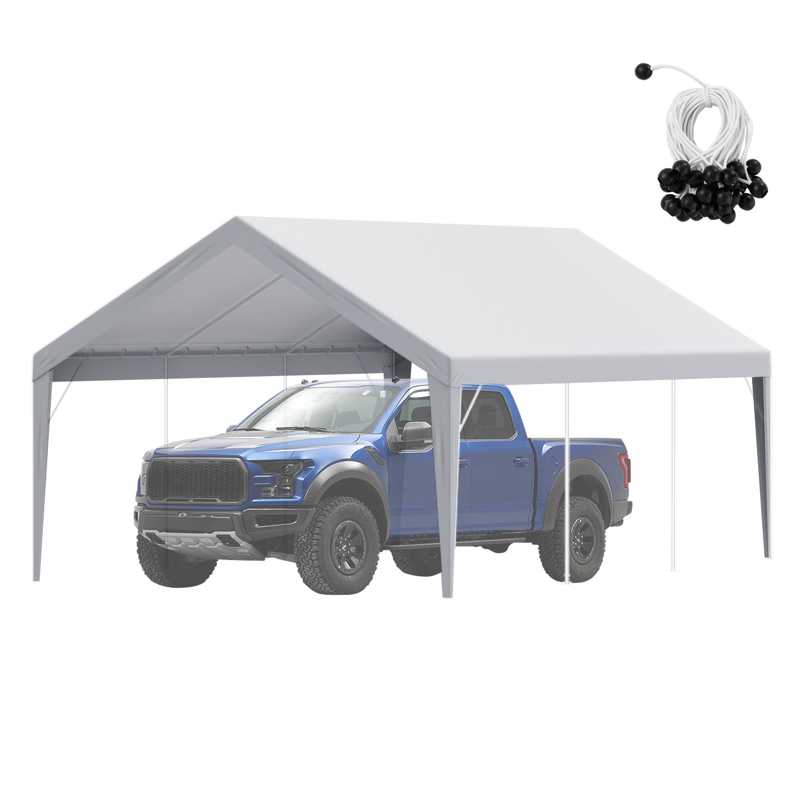 VEVOR Carport Replacement Canopy Cover 13 x 20 ft, Garage Top Tent Shelter Tarp Heavy-Duty Waterproof & UV Protected, Easy Installation with Ball Bungees,Grey (Only Top Cover, Frame Not Include)