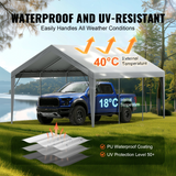 VEVOR Carport Replacement Canopy Cover 12 x 20 ft, Garage Top Tent Shelter Tarp Heavy-Duty Waterproof & UV Protected, Easy Installation with Ball Bungees,Grey (Only Top Cover, Frame Not Include)