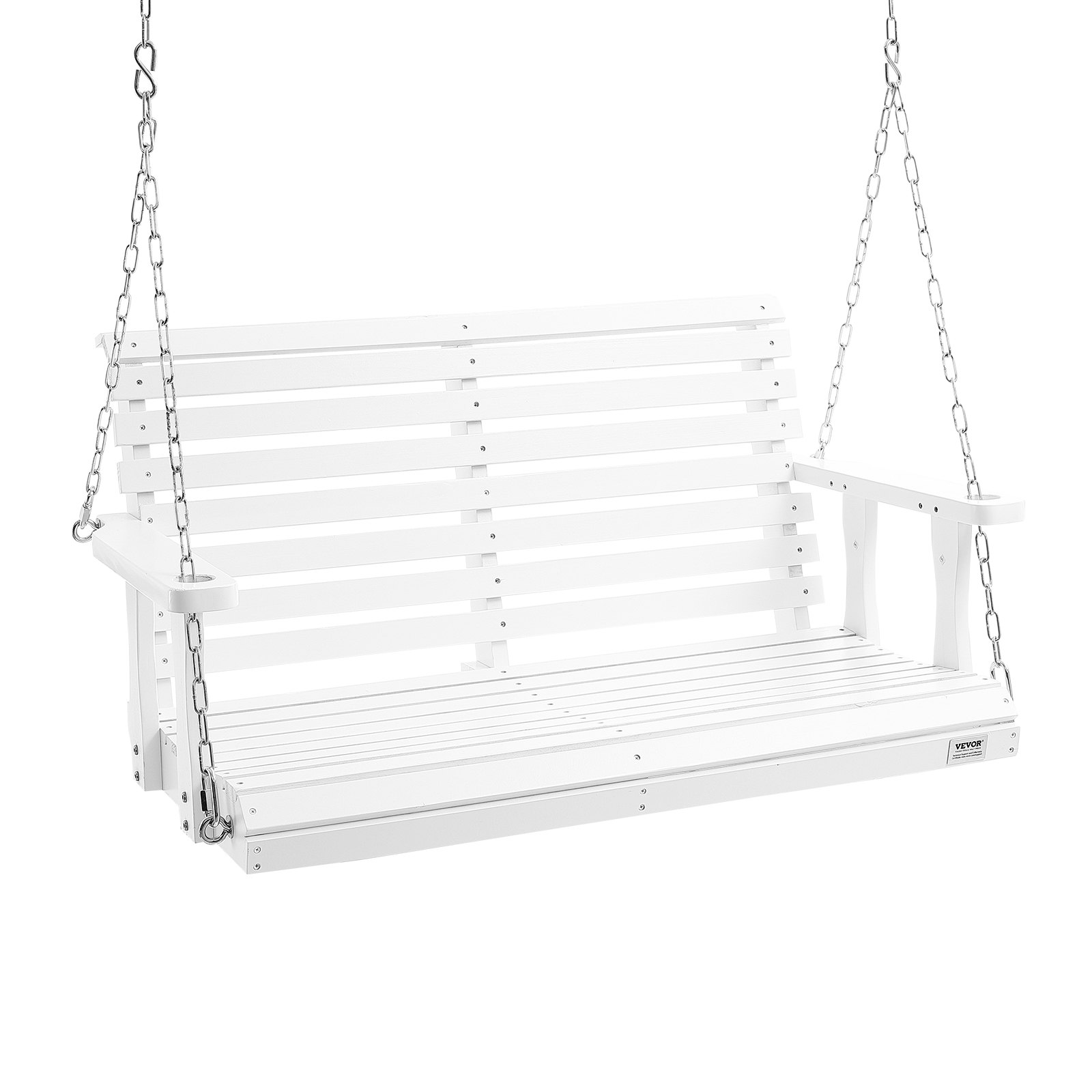 VEVOR Wooden Porch Swing 4 ft, Patio bench swing for Courtyard & Garden, Upgraded 880 lbs Strong Load Capacity, Heavy Duty Swing Chair Bench with Hanging Chains for Outdoors, White