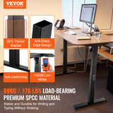 VEVOR Standing Desk Frame, Adjustable 27.6-46.1 inch Height & 35.4-53.2 inch Length Electric Stand Up Computer Desk Legs, Ergonomic DIY Workstation Base for Home and Office (Black Frame Only)