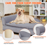 VEVOR Pet Sofa, Dog Couch for Large-Sized Dogs and Cats, Soft Velvety Dog Sofa Bed, 110 lbs Loading Cat Sofa, Grey