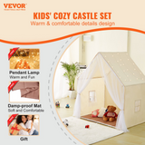 VEVOR Kids Play Tent, Kids Tent for Kids 1-5 Years Old, Toddler Tent with Mat and Tent Lamp, Tent for Kids with Windows for Indoor and Outdoor, Yurt Tent for Boys and Girls, Beige