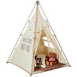 VEVOR Kids Play Tent, Teepee Tent for Kids 1-5 Years Old, Tent for Kids with Windows for Indoor and Outdoor, Foldable Toddler Tent with Mat and Carrying Bag, Kids Tent for Boys and Girls, Beige