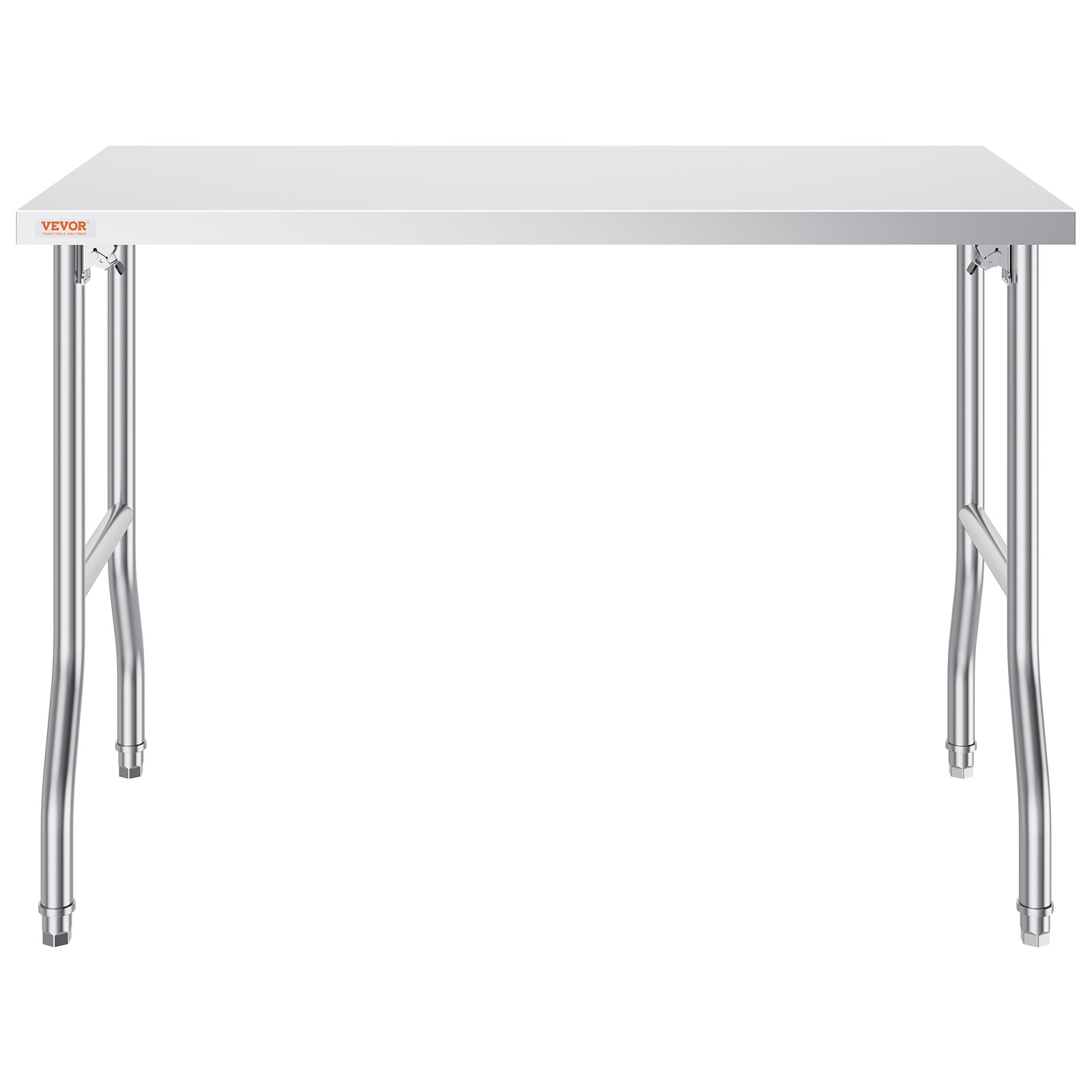 VEVOR Commercial Worktable Workstation 48 x 24 Inch Folding Commercial Prep Table, Heavy-duty Stainless Steel Folding Table with 661 lbs Load, Kitchen Work Table, Silver Stainless Steel Kitchen Island