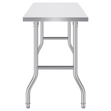 VEVOR Commercial Worktable Workstation 48 x 24 Inch Folding Commercial Prep Table, Heavy-duty Stainless Steel Folding Table with 661 lbs Load, Kitchen Work Table, Silver Stainless Steel Kitchen Island