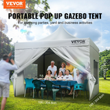 VEVOR 10x10 FT Pop up Canopy with Removable Sidewalls, Instant Canopies Portable Gazebo & Wheeled Bag, UV Resistant Waterproof, Enclosed Canopy Tent for Outdoor Events, Patio, Backyard, Party, Camping