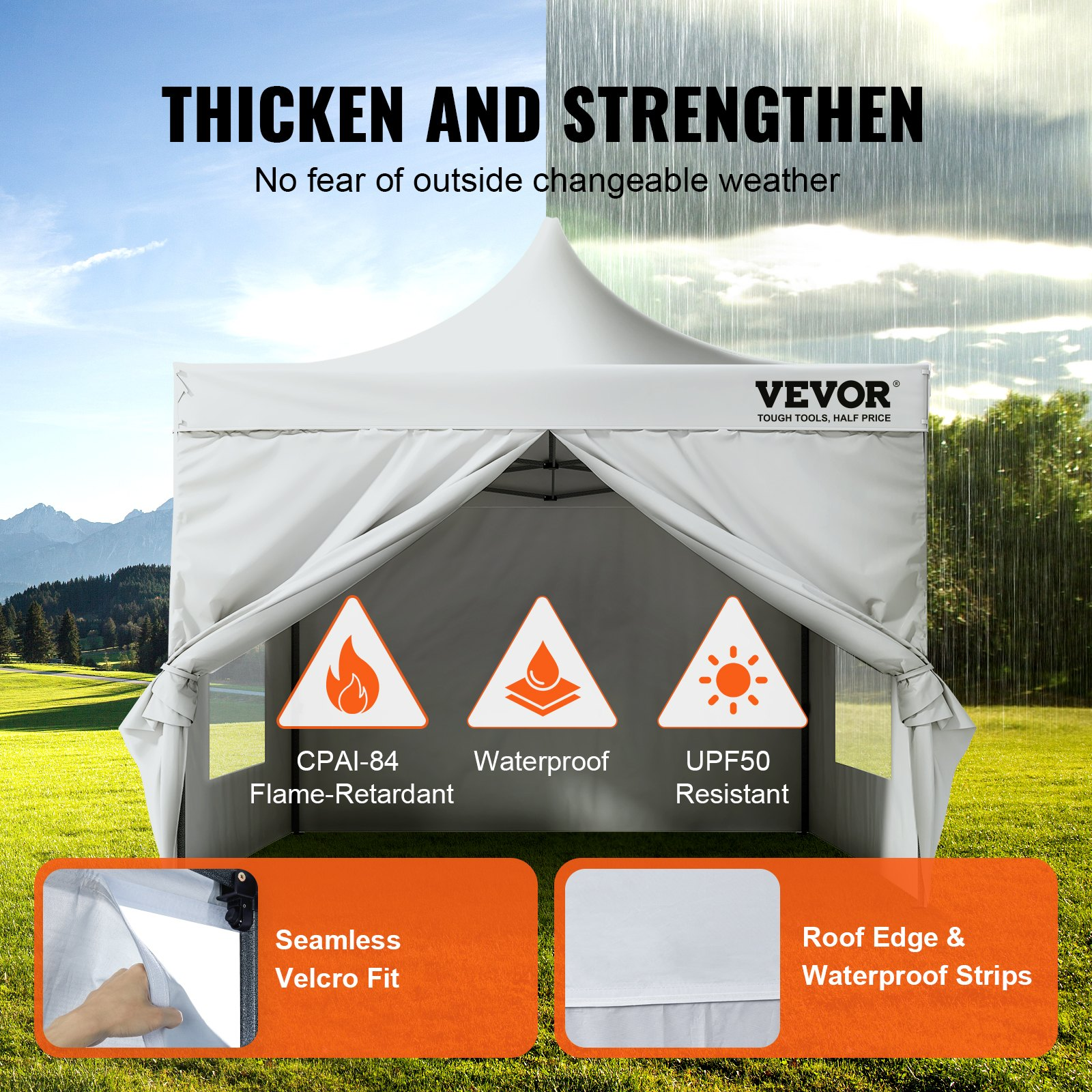 VEVOR 10x10 FT Pop up Canopy with Removable Sidewalls, Instant Canopies Portable Gazebo & Wheeled Bag, UV Resistant Waterproof, Enclosed Canopy Tent for Outdoor Events, Patio, Backyard, Party, Camping