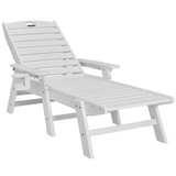 VEVOR Outdoor Chaise Lounge Chair Adjustable Patio Reclining Bench Lounger White