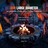 VEVOR Fire Pit Ring Round 36 Inch Outer Steel Liner DIY Campfire Ring Firepit