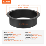 VEVOR Fire Pit Ring Round 36 Inch Outer Steel Liner DIY Campfire Ring Firepit