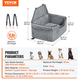 VEVOR Dog Booster Car Seat Pet Car Seat for Medium Large Dog up to 55 lbs Gray