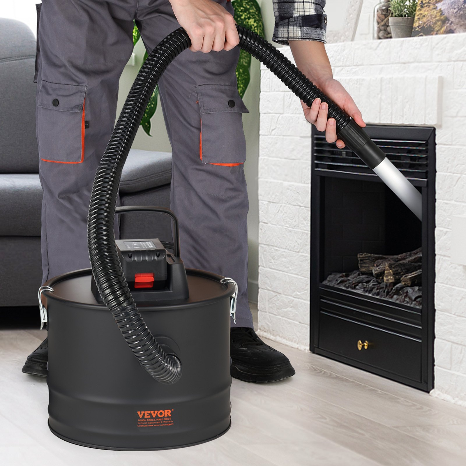 VEVOR Ash Vacuum Cleaner 15L 10 Kpa for Fireplaces Pellet Stoves Grills BBQ