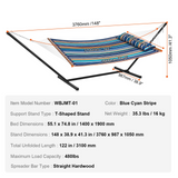 VEVOR Two Person Hammock with Stand Included Heavy Duty 480lb Capacity, Double Hammock with 12 FT Steel Stand and Portable Carrying Bag and Pillow, Freestanding Hammock for Outdoor Patio Yard Beach