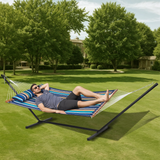 VEVOR Two Person Hammock with Stand Included Heavy Duty 480lb Capacity, Double Hammock with 12 FT Steel Stand and Portable Carrying Bag and Pillow, Freestanding Hammock for Outdoor Patio Yard Beach