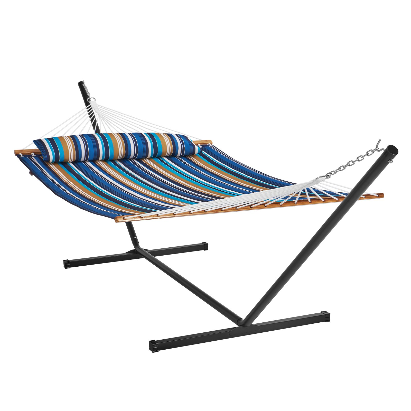 VEVOR Two Person Hammock with Stand Included Heavy Duty 480lb Capacity, Double Hammock with 12 FT Steel Stand and Portable Carrying Bag and Pillow, Freestanding Hammock for Outdoor Patio Yard Beach