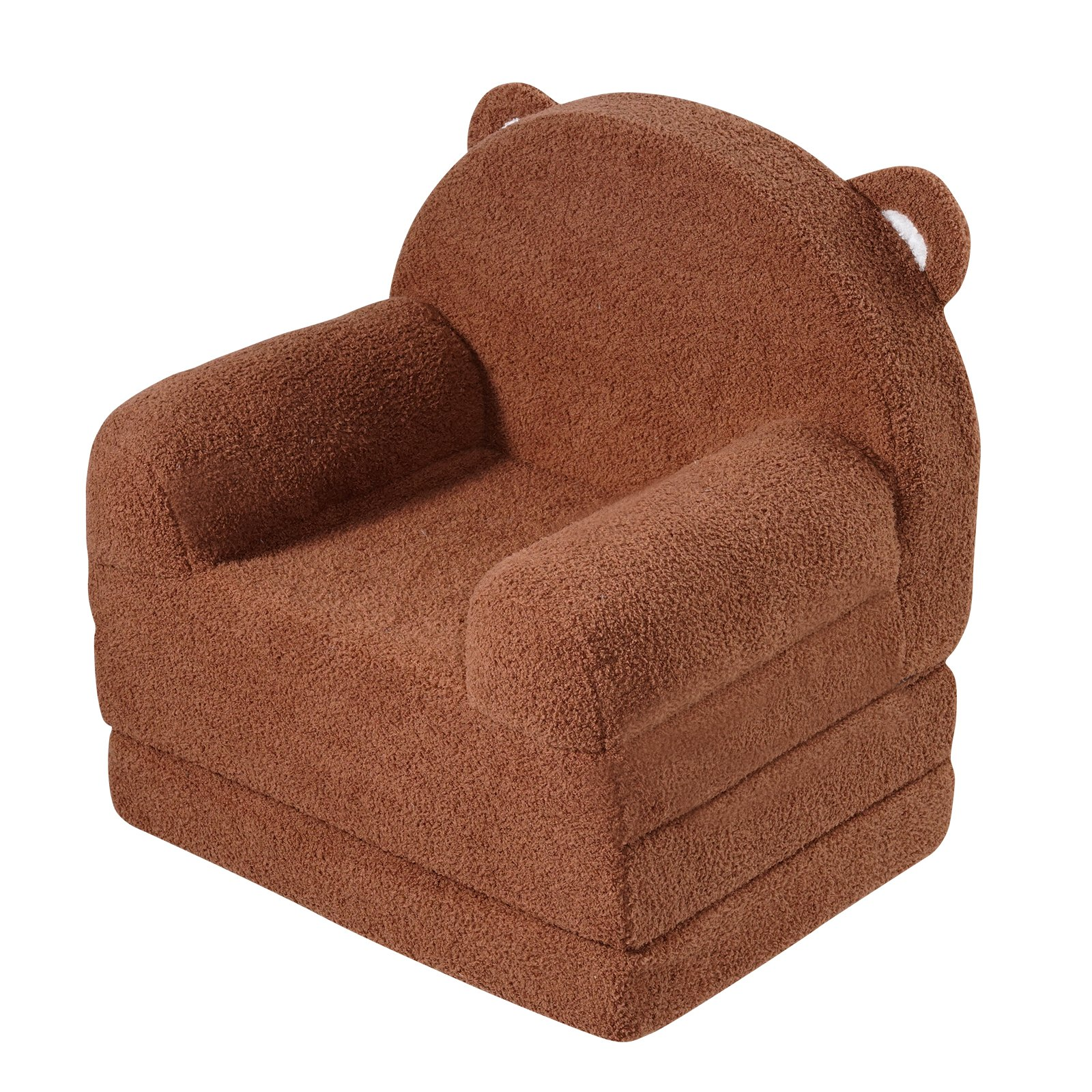 VEVOR Kids Couch, 2-in-1 Toddler Chairs Comfy, Toddler Couch Sofa Bed Fold Out, Convertible Sofa to Lounger, Kids Chair Seat Playroom Furniture for Kids Girls & Boys, Brown