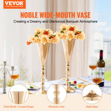 VEVOR 10PCS 43cm/16.9” Tall Wedding Flower Vase Metal Gold Trumpet for Tables