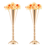 VEVOR 10PCS 43cm/16.9” Tall Wedding Flower Vase Metal Gold Trumpet for Tables