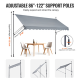 VEVOR 138x47" Patio Awning Retractable Awning Sunshade Shelter with Crank Handle