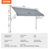 VEVOR 138x47" Patio Awning Retractable Awning Sunshade Shelter with Crank Handle