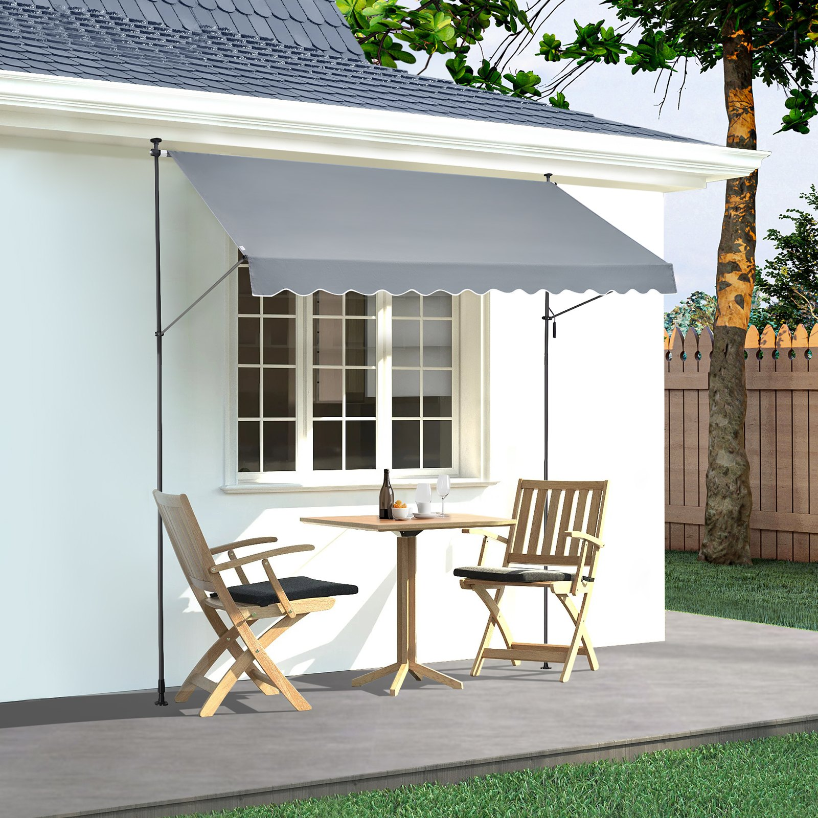 VEVOR 138x47" Patio Awning Retractable Awning Sunshade Shelter with Crank Handle