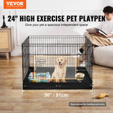 Dog Playpen 4 Panels Foldable Metal Dog Exercise Pen with Bottom Pad 36 in