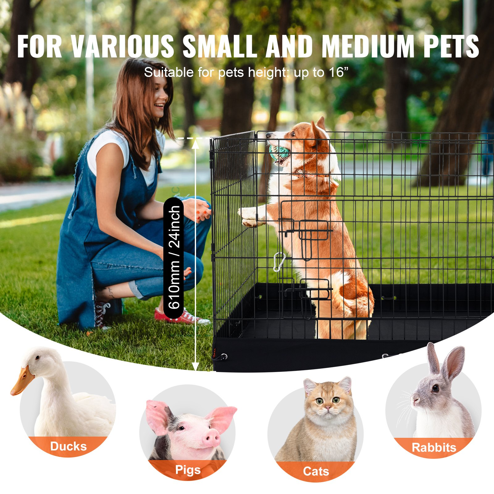 Dog Playpen 4 Panels Foldable Metal Dog Exercise Pen with Bottom Pad 36 in