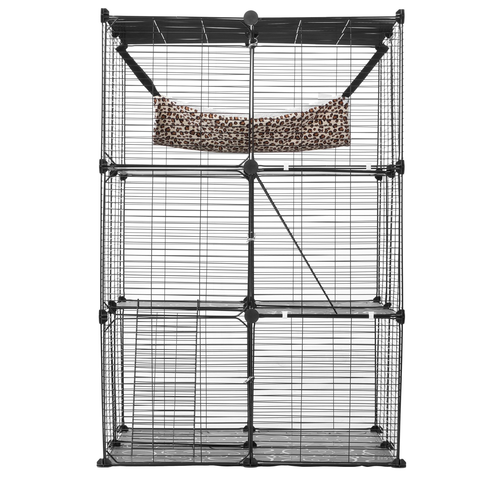 Large 3-tier Cat Cage 28 x 28 x 41" Metal Wire Playpen Catio with Hammock