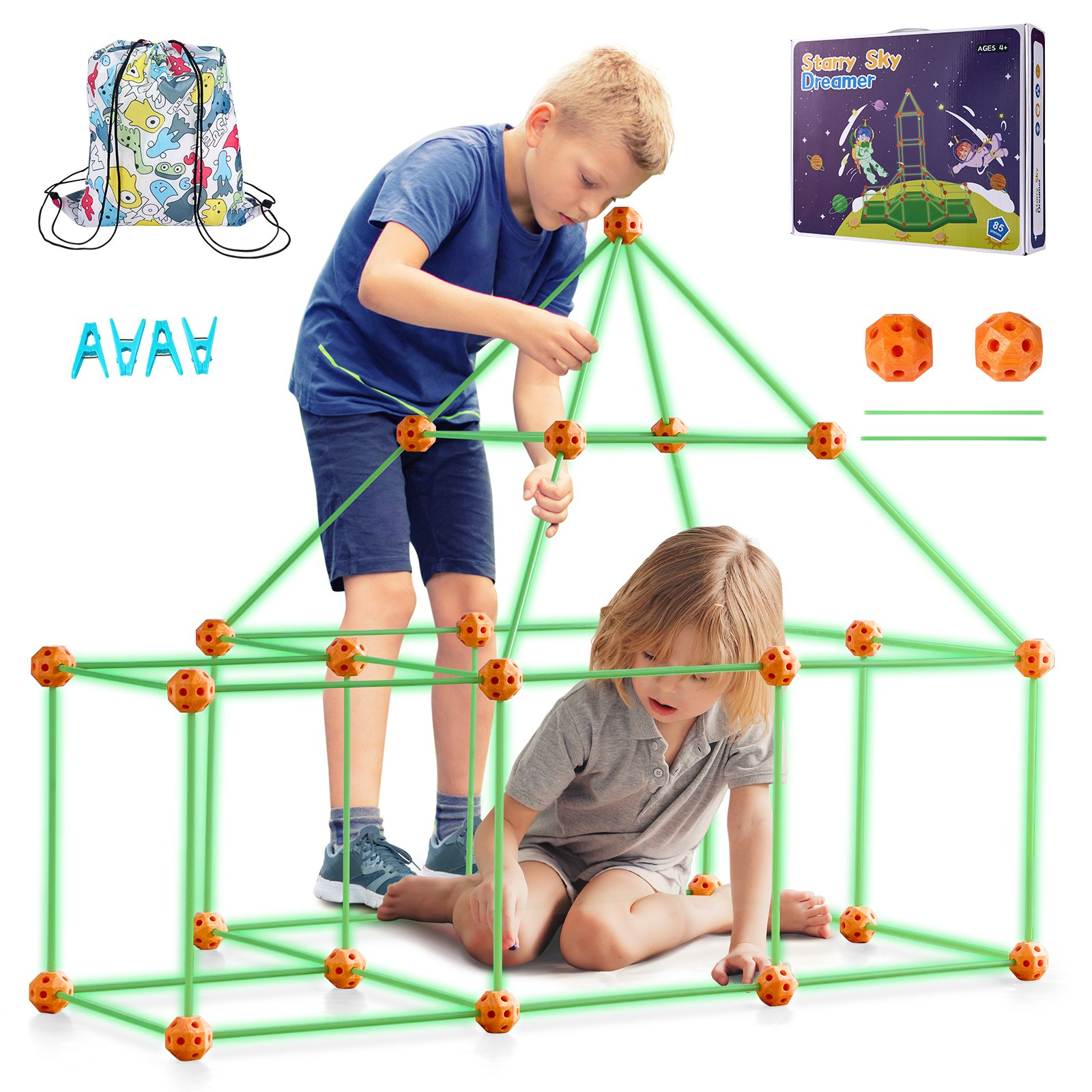 Glow In The Dark! Christmas Gift! VEVOR Tent Fort Building Kit for Kids Glow In The Dark STEM Construction Toy 85P