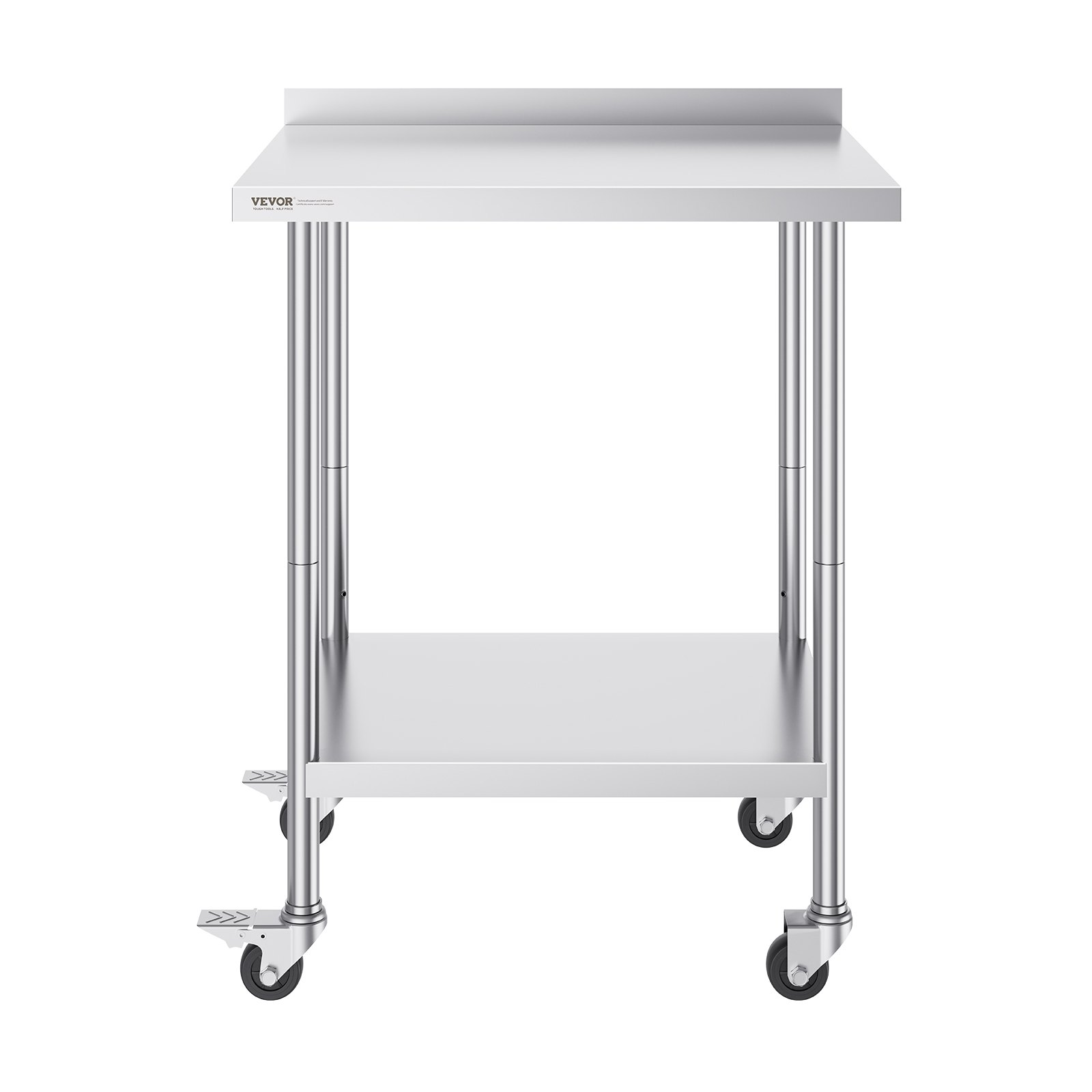 VEVOR 24 x 30 x 40 Inch Stainless Steel Work Table, Commercial Food Prep Worktable with Casters, Heavy Duty Prep Worktable, Metal Work Table with Adjustable Height for Restaurant, Home and Hotel