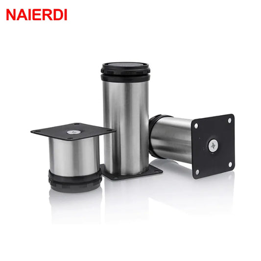 4PCS NAIERDI 5cm-30cm Furniture Adjustable Cabinet Legs Stainless Steel Table Sofa Bed Home Metal Foot With Screws Hardware