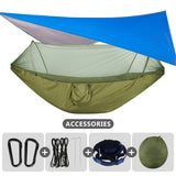 Camping Hammock With Mosquito Net and Rain Fly Portable Double Hammock With Bug Net and Tent Tarp Tree Straps for Travel Camping