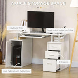 47-Inch Home Office Computer Desk with Storage Drawers and Keyboard Tray, White - Furniture4Design