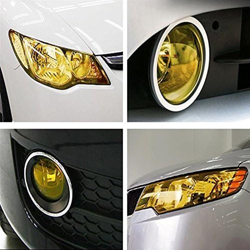 fangfei 12 by 48 inches Self Adhesive Auto Car Tint Headlight Taillight Fog Light Vinyl Smoke Film Sheet Sticker Cover (Yellow)