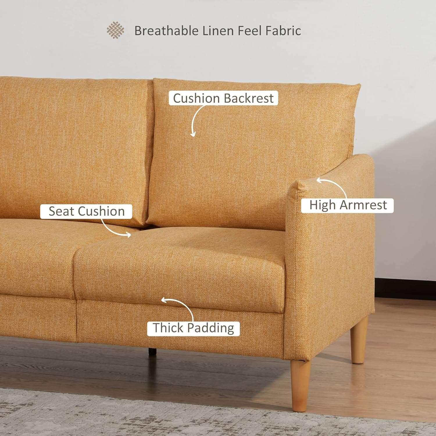 54 Yellow Loveseat Sofa for Small Spaces with Modern Design - Furniture4Design