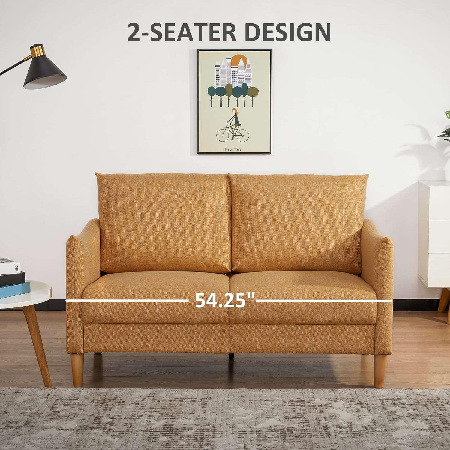 54 Yellow Loveseat Sofa for Small Spaces with Modern Design - Furniture4Design