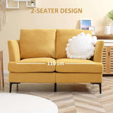 54 Yellow Loveseat Sofa with Linen-Touch Surface and Sturdy Steel Legs - Furniture4Design