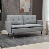 55 Grey Loveseat Sofa with Button Tufting for Small Bedroom - Furniture4Design